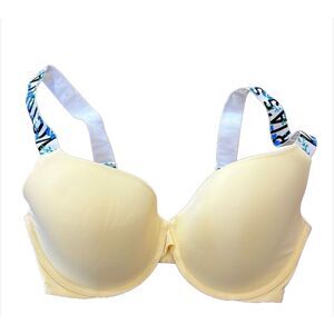 Victoria’s Secret Lightly Lined Demi Bra Sz 34DD Butter Yellow Logo Floral Strap